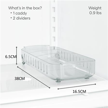 FRIDGE BOX ROLL OUT DIVIDERS M FROSTY KECH 38X16.5X6.5CM CLEAR