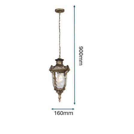 PRE-ORDER BRIGHT OBJECTIVES PENDANT OUTDOOR LAMP 8829/P 900MM E27 ANTIQUE BRASS