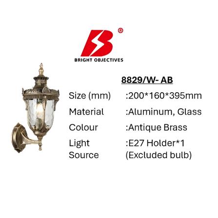 BRIGHT OBJECTIVES WALL OUTDOOR 8829/W 39.5CM E27 ANTIQUE BRASS