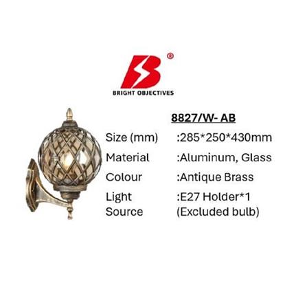 PRE-ORDER BRIGHT OBJECTIVES WALL OUTDOOR 8827/W 430MM E27 ANTIQUE BRASS