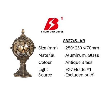 PRE-ORDER BRIGHT OBJECTIVES GATE LAMP 8827/S 470MM E27 ANTIQUE BRASS