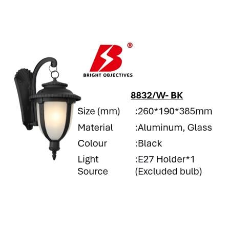 BRIGHT OBJECTIVES WALL OUTDOOR 8832/W 38.5CM E27 BLACK