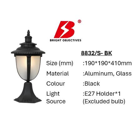PRE-ORDER BRIGHT OBJECTIVES GATE LAMP 8832/S 410MM E27 BLACK