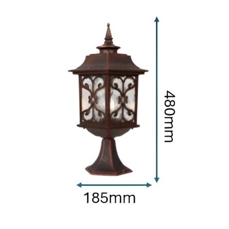 PRE-ORDER BRIGHT OBJECTIVES GATE LAMP 8835/S 480MM E27 RED ANTIQUE BRASS