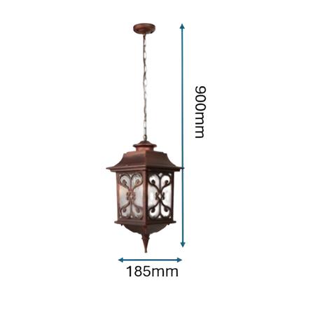 PRE-ORDER BRIGHT OBJECTIVES PENDANT OUTDOOR LAMP 8835/P 900MM E27 RED ANTIQUE BRASS