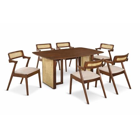 DINING SET 1+6 SEATER MAMU 1.8M WALNUT