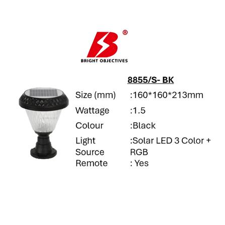 PRE-ORDER BRIGHT OBJECTIVES SOLAR LED GATE LAMP 8855/S 3C 1.5W 213MM