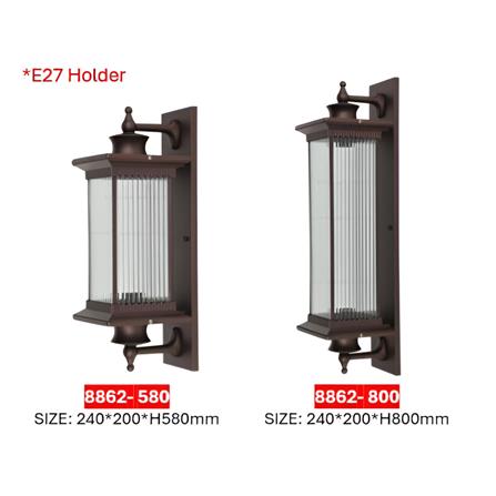 PRE-ORDER BRIGHT OBJECTIVES WALL OUTDOOR 8862 800MM E27 RED ANTIQUE BRASS