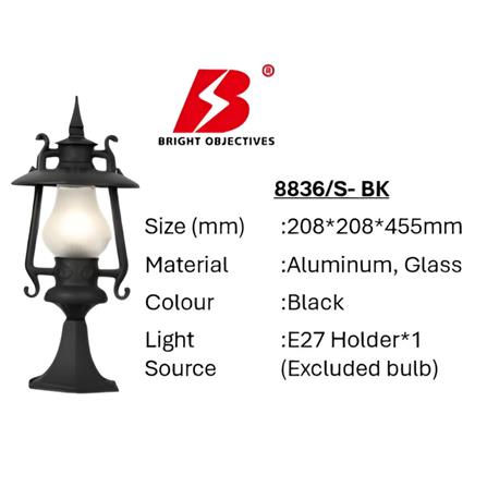 PRE-ORDER BRIGHT OBJECTIVES GATE LAMP 8836/S 455MM E27 BLACK