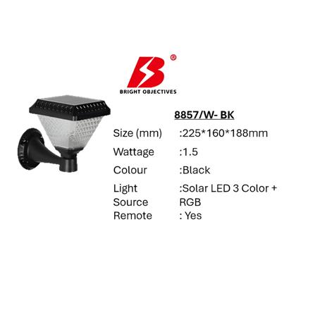 PRE-ORDER BRIGHT OBJECTIVES SOLAR LED WALL LAMP 8857/W 3C 1.5W 188MM