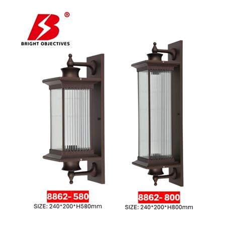 PRE-ORDER BRIGHT OBJECTIVES WALL OUTDOOR 8862 580MM E27 RED ANTIQUE BRASS