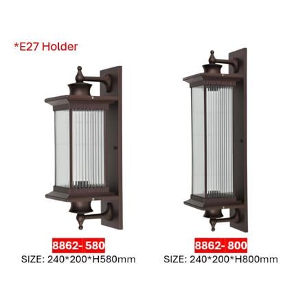 PRE-ORDER BRIGHT OBJECTIVES WALL OUTDOOR 8862 580MM E27 RED ANTIQUE BRASS