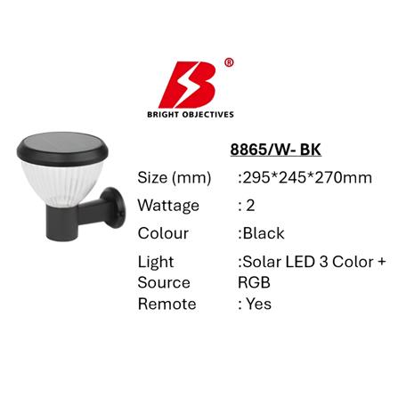 PRE-ORDER BRIGHT OBJECTIVES SOLAR LED WALL LAMP 8865/W 3C 2W 270MM