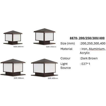 PRE-ORDER BRIGHT OBJECTIVES GATE LAMP 8870 300MM E27 DARK BROWN