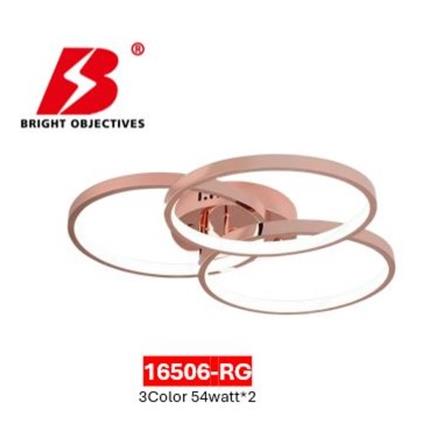 BRIGHT OBJECTIVES CEILING LAMP LED 16506-RG 3C 54 WATT x 2 ROSE GOLD WITH REMOTE CONTROL