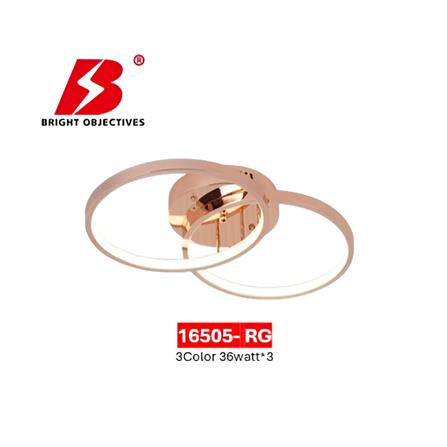 BRIGHT OBJECTIVES CEILING LAMP LED 16505-RG 3C 36 WATT x 3 ROSE GOLD WITH REMOTE CONTROL