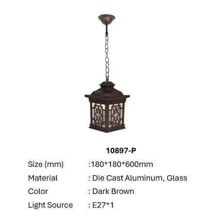 PRE-ORDER BRIGHT OBJECTIVES PENDANT OUTDOOR LAMP10897/P 600MM E27 GOLD BROWN
