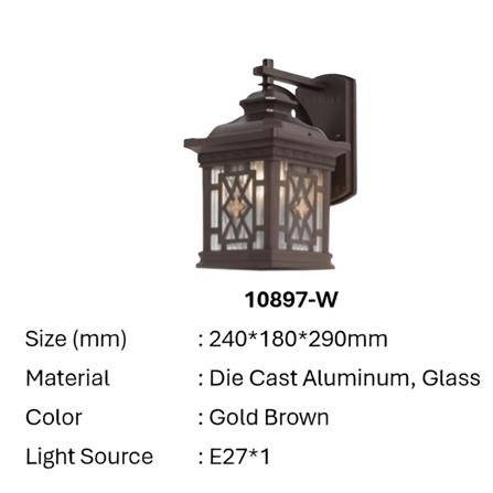 PRE-ORDER BRIGHT OBJECTIVES WALL OUTDOOR 10897/W 290MM E27 GOLD BROWN