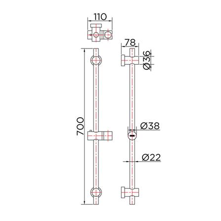 SLIDE BAR FOR HAND SHOWER KARAT FAUCET KS-01-730-50 CHROME [EXCLUSIVE FROM HOMEPRO THAILAND]