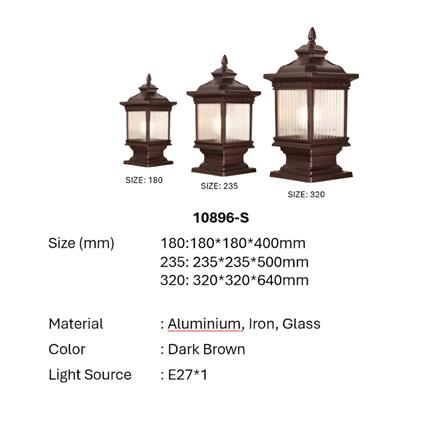 PRE-ORDER BRIGHT OBJECTIVES GATE LAMP 10896/S 180MM E27 DARK BROWN