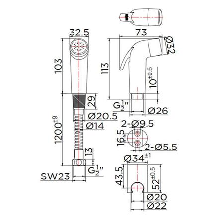 RINSING SPRAY SET KARAT FAUCET KA-03-327-50 CHROME [EXCLUSIVE FROM HOMEPRO THAILAND]