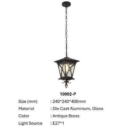 PRE-ORDER BRIGHT OBJECTIVES PENDANT OUTDOOR LAMP 10902/P 400MM E27 ANTIQUE BRASS