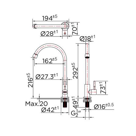 SINK FAUCET KARAT FAUCET KF-79-511-63 STAINLESS STEEL [EXCLUSIVE FROM HOMEPRO THAILAND]