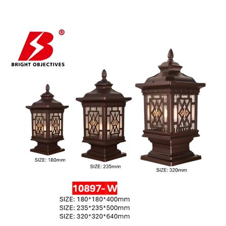 PRE-ORDER BRIGHT OBJECTIVES GATE LAMP 10897/S 240MM E27 GOLD BROWN