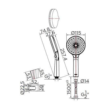 HAND SHOWER SET 3-FUNCTION KARAT FAUCET KS-44-233-50 CHROME [EXCLUSIVE FROM HOMEPRO THAILAND]