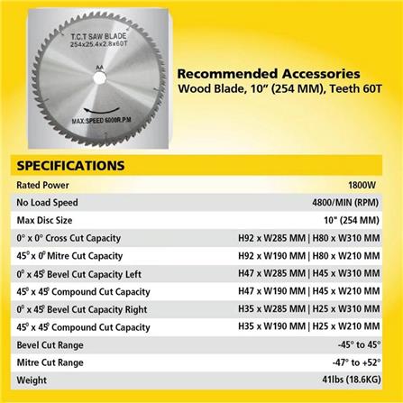 STANLEY 1800W SLIDING MITER SAW 10" SM18-B1