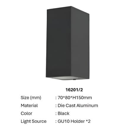 BRIGHT OBJECTIVES WALL OUTDOOR 16201/2 GU10 15CM BLACK