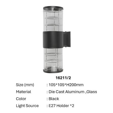 BRIGHT OBJECTIVES WALL OUTDOOR 16211/2 E27 32CM BLACK