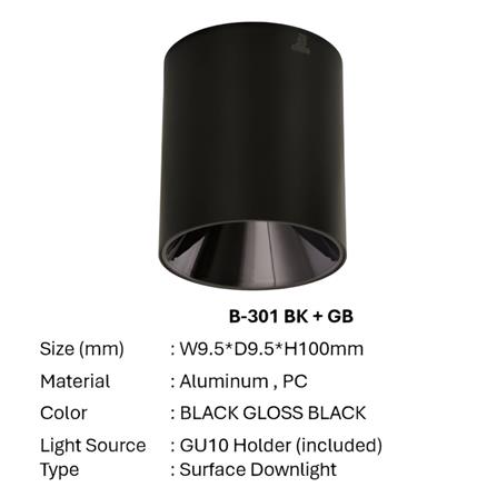 PRE-ORDER BRIGHT OBJECTIVES SURFACE EYEBALL B301 GU10 BLACK GLOSS BLACK