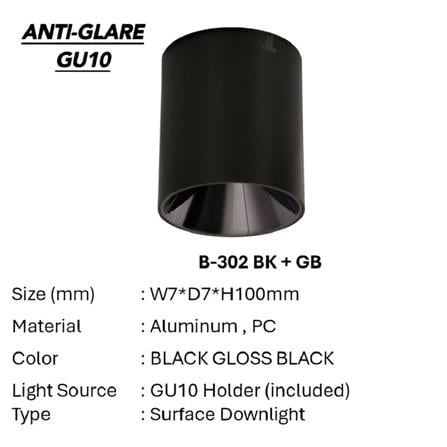 PRE-ORDER BRIGHT OBJECTIVES SURFACE EYEBALL B302 GU10 BLACK GLOSS BLACK