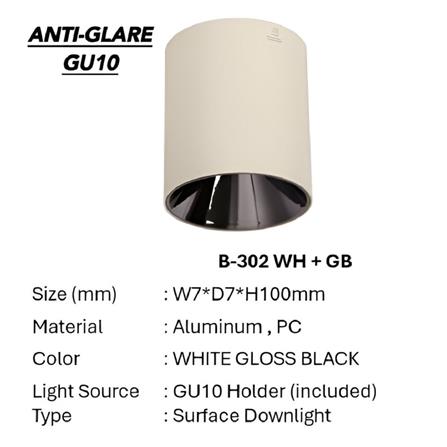 PRE-ORDER BRIGHT OBJECTIVES SURFACE EYEBALL B302 GU10 WHITE GLOSS BLACK