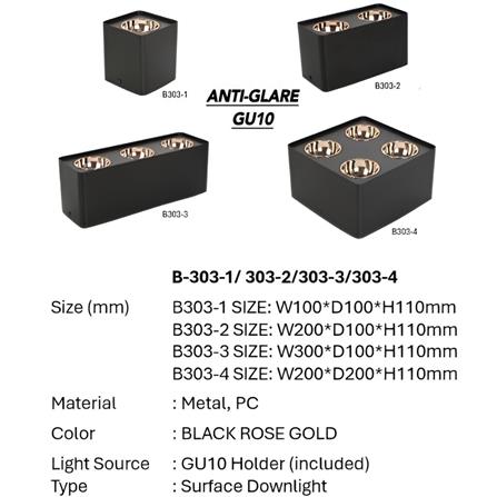 PRE-ORDER BRIGHT OBJECTIVES SURFACE EYEBALL B303-4 GU10 BLACK ROSE GOLD