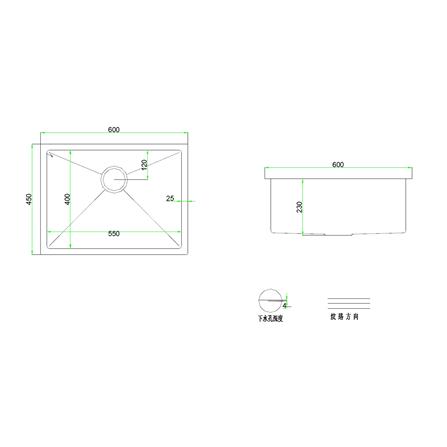 CABANA BUILT-IN UNDERMOUNT NANOMAGMA SINK PAKCAGE CKS6405-SS 1BOWL STAINLESS STEEL 60CM