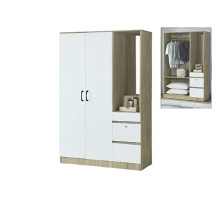 WARDROBE 2 DOORS WITH DRESSING OAK WHITE