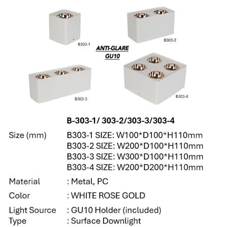 PRE-ORDER BRIGHT OBJECTIVES SURFACE EYEBALL B303-3 GU10 WHITE ROSE GOLD