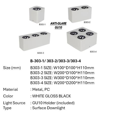 PRE-ORDER BRIGHT OBJECTIVES SURFACE EYEBALL B303-3 GU10 WHITE GLOSS BLACK