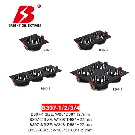 PRE-ORDER BRIGHT OBJECTIVES  EYEBALL B307-4 GU10 BLACK GLOSS BLACK