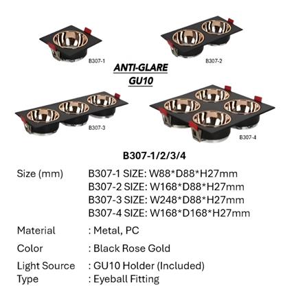 PRE-ORDER BRIGHT OBJECTIVES  EYEBALL B307-4 GU10 BLACK ROSE GOLD