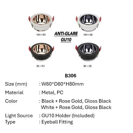 PRE-ORDER BRIGHT OBJECTIVES  EYEBALL B306 GU10 BLACK ROSE GOLD