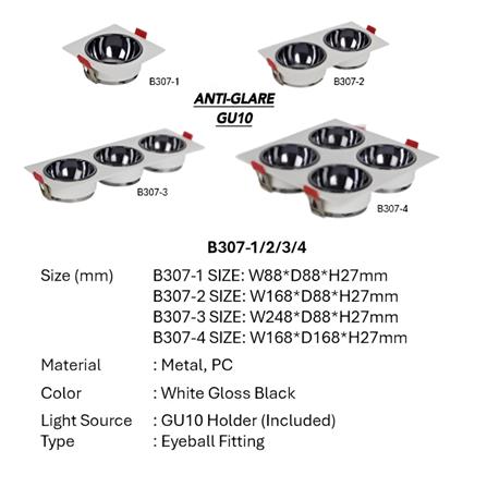 PRE-ORDER BRIGHT OBJECTIVES  EYEBALL B307-3 GU10 WHITE GLOSS BLACK