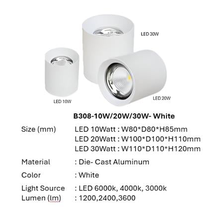 PRE-ORDER BRIGHT OBJECTIVES SURFACE EYEBALL LED B-308-10W 6500K WHITE