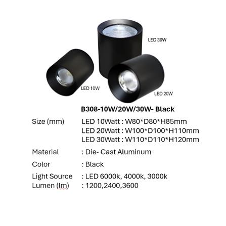 PRE-ORDER BRIGHT OBJECTIVES SURFACE EYEBALL LED B-308-10W 4000K BLACK
