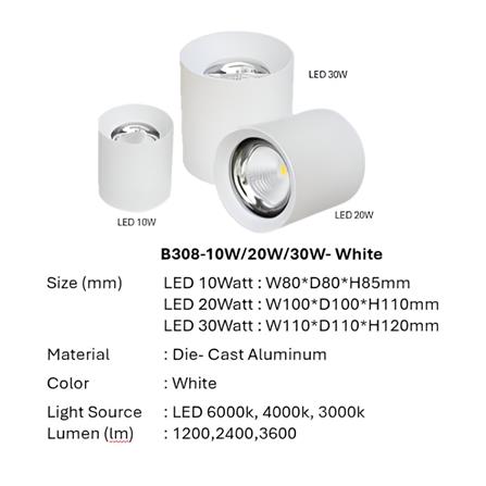 PRE-ORDER BRIGHT OBJECTIVES SURFACE EYEBALL LED B-308-10W 3000K WHITE