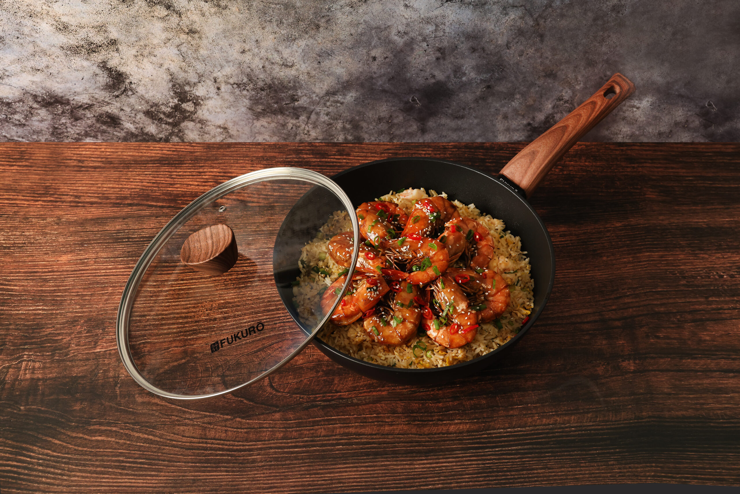 FUKURO KANZEN FORGED NON-STICK WOK PAN 28CM WITH LID