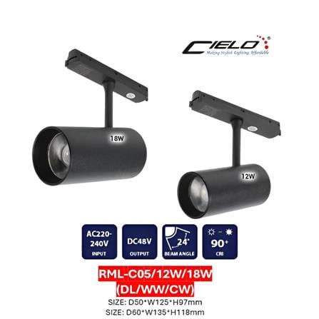 CIELO MAGNETIC SPOT TRACK LIGHT RML-C05/12W/840 COOL WHITE BLACK