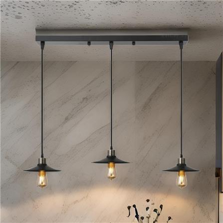 BRIGHT OBJECTIVES PENDANT LAMP 14018/3L BLACK GOLD 60CM